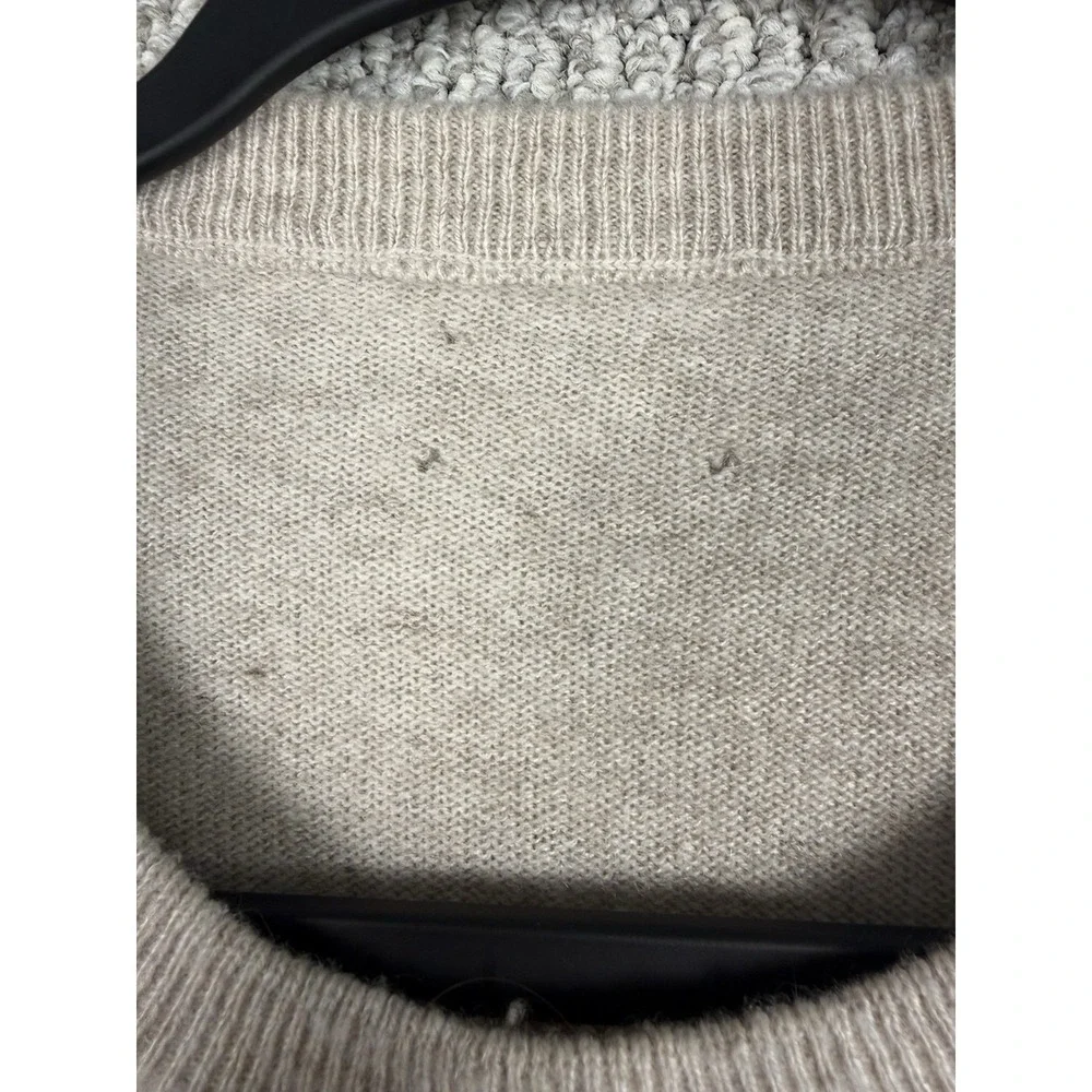 J.Crew 100% Cashmere Sweater Mens L Beige Crewneck Distressed Grunge Soft